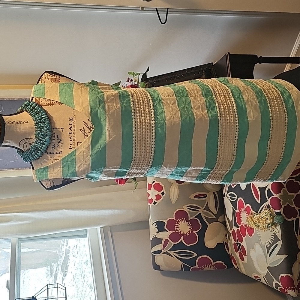 Just Taylor Sleeveless Easter Dress, Robin Egg, Blue/Cream Striped Design, Sz 6 - Picture 2 of 16